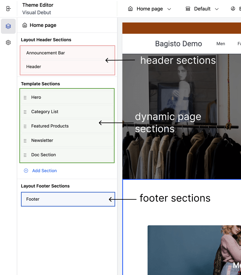 The Visual Editor sidebar