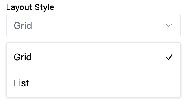 Select setting type preview